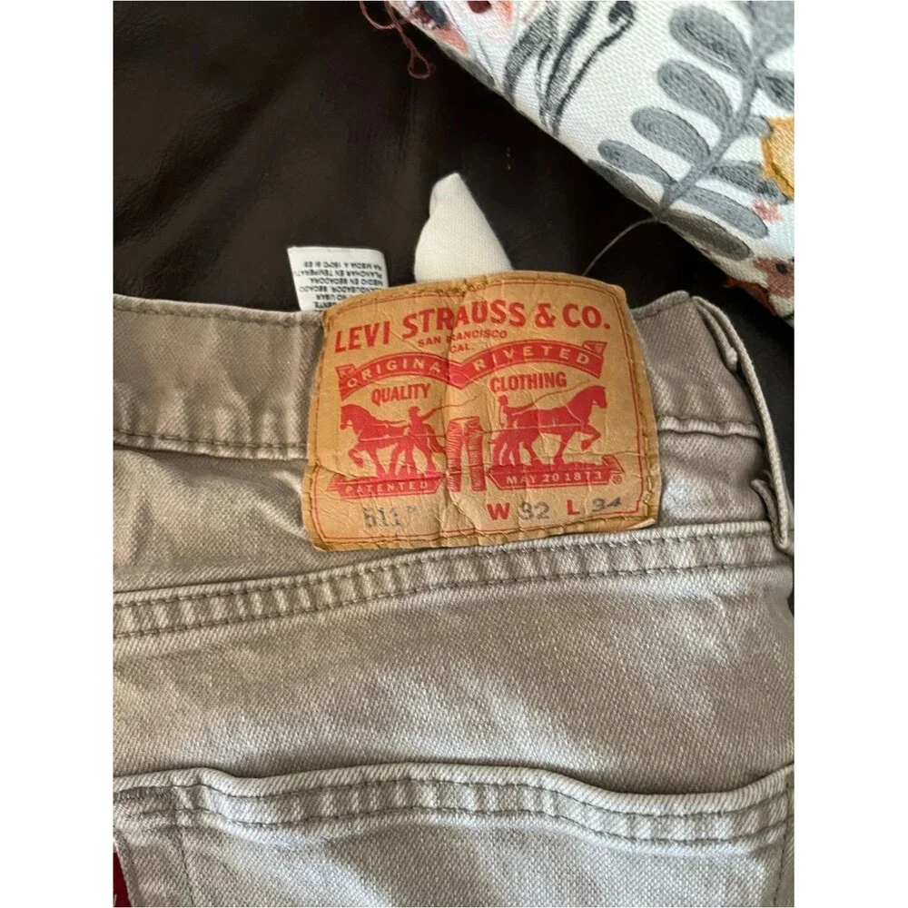 Levi’s 511 Slim Khaki Jeans Mens 32x34 Beige Stretch Denim Distressed Pants